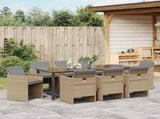 Garden Dining Set 9 pcs Beige Poly Rattan 3380616