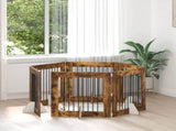 Dog Gate with Stands 6 pcs Smoked Oak 80 x 80 cm 892087