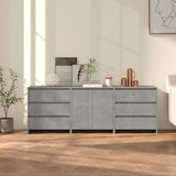 3 Piece Sideboard Concrete Grey Engineered Wood 3098068