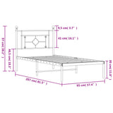 Metal Bed Frame without Mattress with Headboard Black 90x200cm 374332