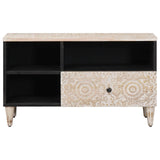 TV Cabinet with Drawer White 80 x 33.5 x 46 cm Solid Mango Wood 4018385