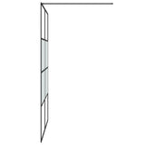 Walk-in Shower Wall Black 140x195 cm Half Frosted ESG Glass 152129