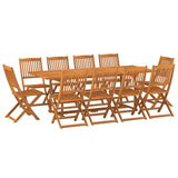 ZNTS 11 Piece Garden Dining Set 220x90x75 cm Solid Wood Acacia 3086987