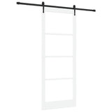 Sliding Door ORKDAL White 93 x 232 cm Solid Pine Wood and Glass 3332488