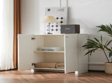 Storage Cabinet with 2 Doors, Wooden Buffet Sideboard with Adjustable Shelf and Metal Handles, N896P457077W