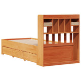 Bookcase Bed without Mattress Wax Brown 100x200 cm Solid Wood Pine 3308968