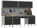 Work Cabinet with Drawer 10 pcs Black Engineered Wood and Steel 3321470