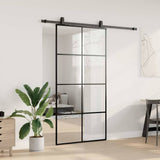 Sliding Door with Hardware Set Black 102.5x205 cm ESG Glass 3375866