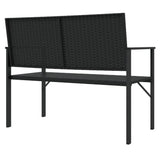 2-Seater Garden Bench Black Poly Rattan 364121