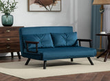 4-in-1 Velvet-Feel Double Sofa Bed, with Pillows - Blue T3398P342277