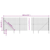 Wire Mesh Fence with Spike Anchors Anthracite 1.4x10 m 154259