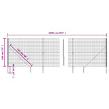 Wire Mesh Fence with Spike Anchors Anthracite 1.4x10 m 154259