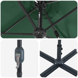 Garden Parasol Green 370 x 197 x 239 cm Polyester and Aluminium 42003368