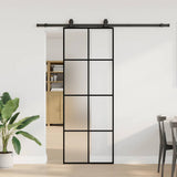 Sliding Door with Hardware Set Black 76x205 cm ESG Glass 3375863