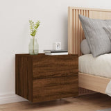 ZNTS Wall-mounted Bedside Cabinet with LED Lights Brown Oak 836824