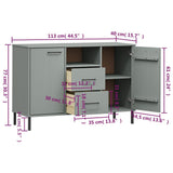 Sideboard with Metal Legs Grey 113x40x77 cm Solid Wood OSLO 351019
