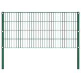 Fence Panel with Posts Iron 1730x80 cm Green 278613