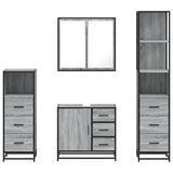 ZNTS 4 Piece Bathroom Furniture Set Grey Sonoma Engineered Wood 3301258