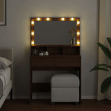 Dressing Table with LED Brown Oak 80x41x134.5 cm 848191
