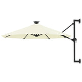 Wall-mounted Garden Parasol with LEDs 300 cm Sand 312522