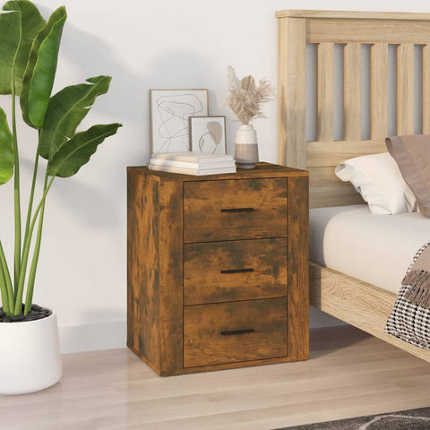 ZNTS Bedside Cabinet Smoked Oak 50x36x60 cm Engineered Wood 816717