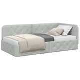 Corner Bed Frame with Headboard Light Grey 90 x 190 cm Velvet 42016523