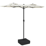 Double-Head Garden Parasol with LEDs Sand White 316x145 cm 362969
