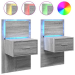 ZNTS Wall-mounted Bedside Cabinets with LED Lights 2 pcs Grey Sonoma 848168