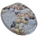 ZNTS Toilet Seats with Lids 2 pcs MDF Pebbles 275918