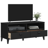 ZNTS TV Cabinet VIKEN Black Solid Wood Pine 374930