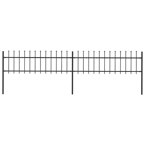 Garden Fence with Spear Top Steel 359x60 cm Black 277594