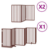 Dog Gate with Door Foldable 12 Panels Brown 600 cm Poplar Wood 3155551