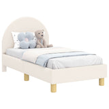 Toddler Bed Frame with Headboard Cream 70 x 140 cm Sheep Fabric 42011024