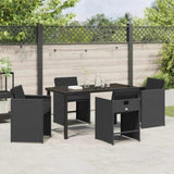 Garden Dining Set 5 pcs Black Poly Rattan 3380690