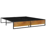 Bed Frame Black Powder-coated metal, melamine coated MDF 140x200 cm 324816