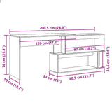 Corner Desk Old Wood 200.5x50x76 cm Engineered Wood 855956