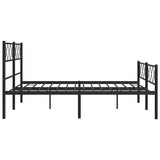 Metal Bed Frame without Mattress with Footboard Black 150x200cm 372297