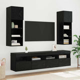 TV Wall Cabinets with LED 2 pcs Black Oak 40 x 30 x 40 cm 882976