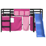 Kids' Loft Bed with Curtains without Mattress Pink 80x200 cm 3207017