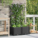 Garden Planter 2 pcs Black 80 x 40 x 143 cm Plastic 42002838