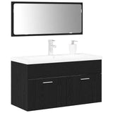 Bathroom Furniture Set 3 pcs Black Oak Engineered Wood 3334330