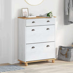 Shoe Cabinet ASKIM White 85 x 35 x 108 cm Solid Pine wood 4105438