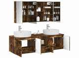 Bathroom Cabinet Set 4 pcs Smoked Oak Engineered Wood 3406467