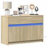 TV Cabinet with LED Sonoma Oak 91x34x61 cm Engineered Wood 852182