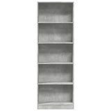 Bookcase Concrete Grey 60x24x176 cm Engineered Wood 857824