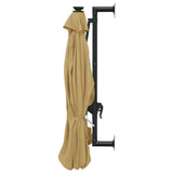 Wall-mounted Garden Parasol with LEDs 300 cm Taupe 312525