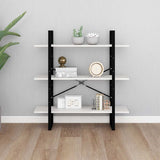 3-Tier Book Cabinet White 100x30x105 cm Solid Pine Wood 806553