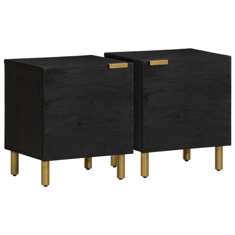 Bedside Cabinet 2 pcs Black 40x33x46 cm Solid Wood Mango 4017645