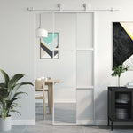 Sliding Door White 76x205 cm Tempered Glass and Aluminium 155204