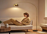 180cm Arc Floor Lamp for Living Room, Modern Adjustable Standing Lamp with Foot Switch, Faux Black T3398P344471